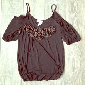 Black cold shoulder top